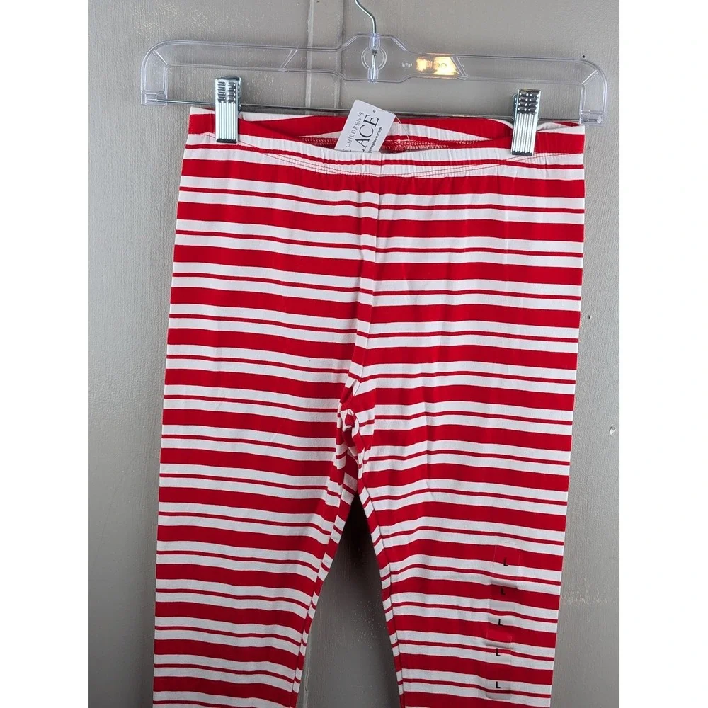 The Childrens Place Girls Red White Striped Leggings Size L 10/12 NWT